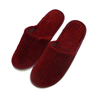 林可思 男款拖鞋 枣红抽条珊瑚绒[男款] 双