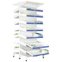 戴劲药架医院开放式西药架加厚轨道式卫生室药品架 背板款双面七层