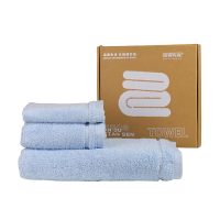 安居先森享云系列20支蓬松纱精品毛浴巾礼盒(附赠手提袋)蓝色