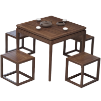 豫龙都实木桌椅 四凳套