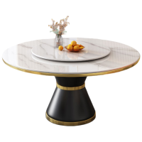 质凡 圆形餐桌大理石桌子直径1500mm