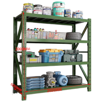 戴劲货架仓储仓库置物架超市快递铁架子储藏室军绿色货架主架主架(200*60*200cm-200KG/层)