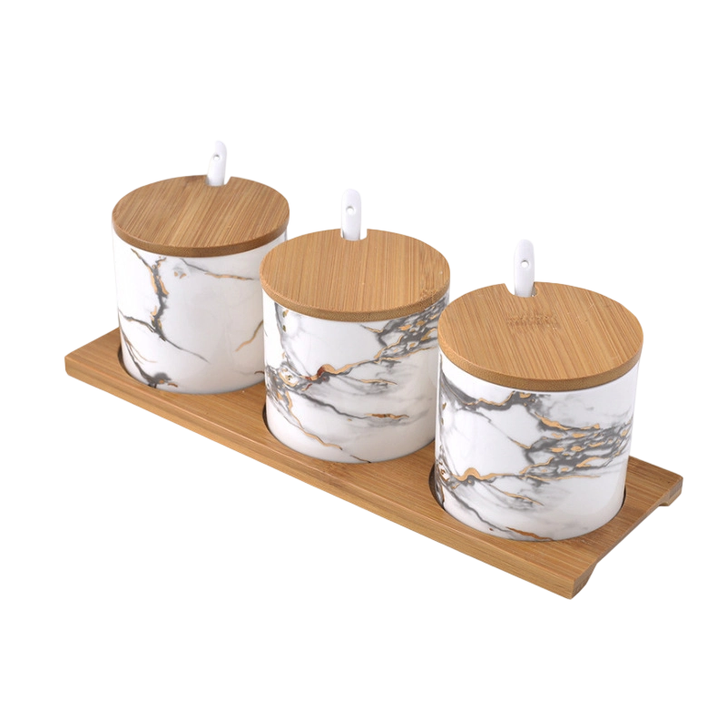 梵澜狸大理石纹陶瓷调味罐TA44 套