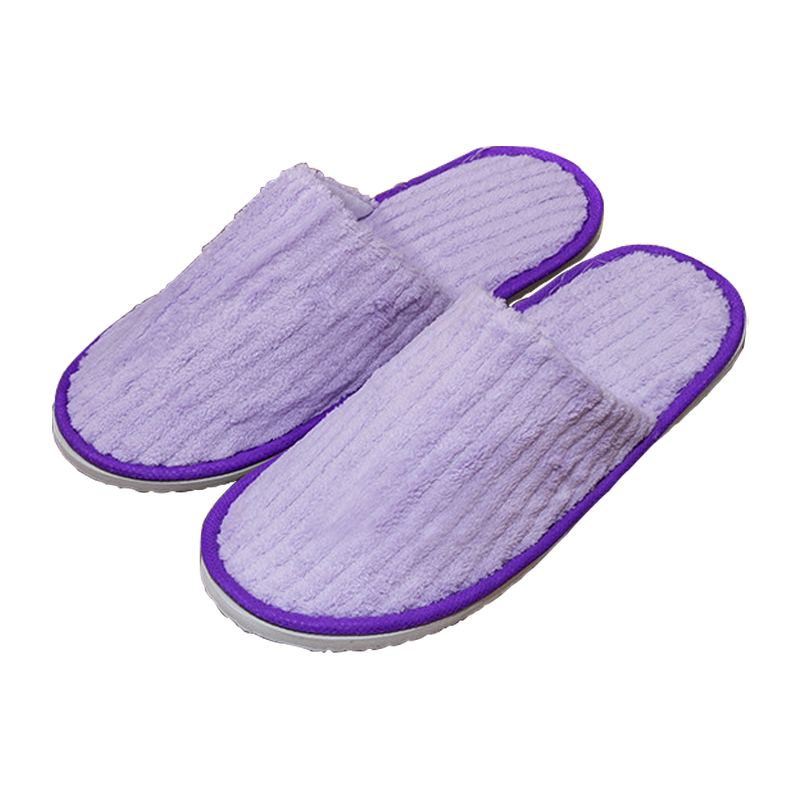 林可思 女款拖鞋 紫色抽条珊瑚绒[女款] 双