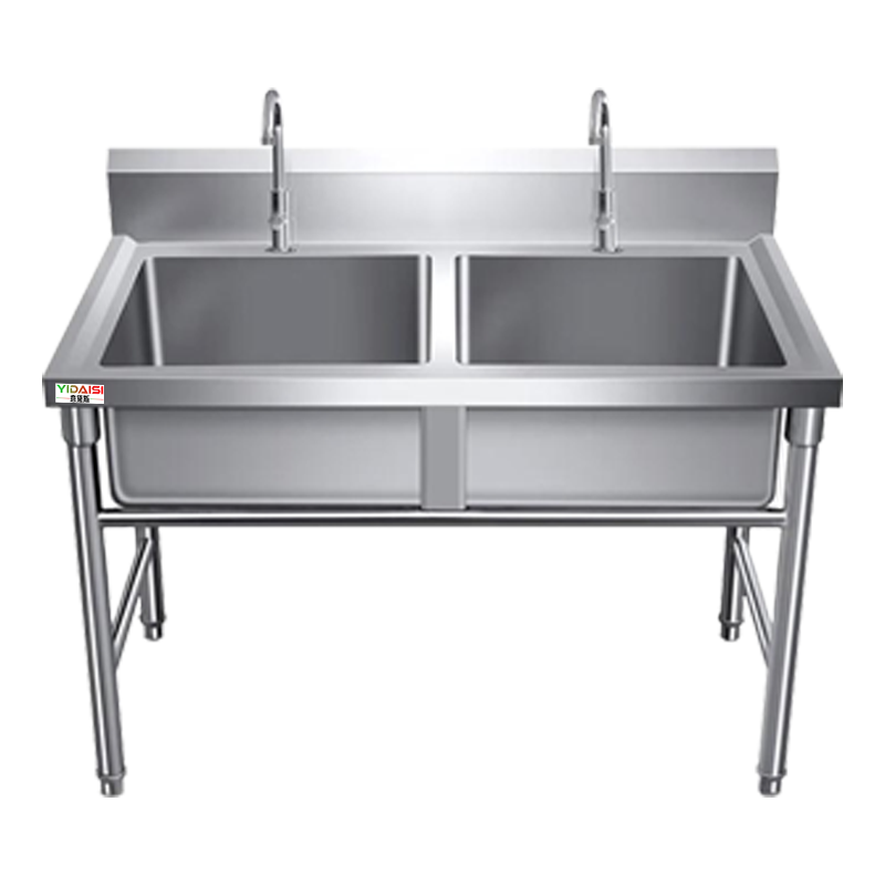 意黛斯 商用不锈钢水槽 双星水池 洗碗池洗菜池800*800*800+150 YDS-32XSC88 304材质