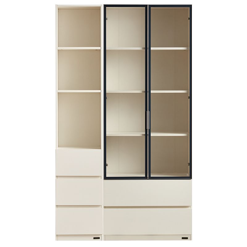全友家居展示柜钢化玻璃柜门现代简约客厅卧室靠墙收纳储物柜子