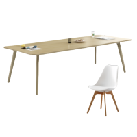 攸形办公桌1.6m+6把椅套