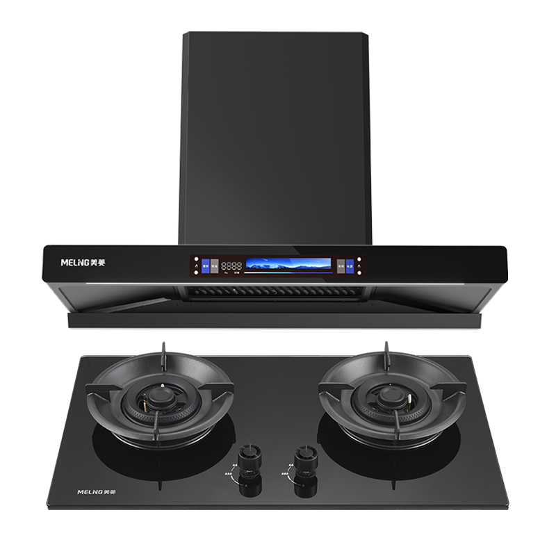 美菱烟灶套餐90T1+303KD(液化气)21立方顶吸 触控彩屏 4.8KW灶具免安装费