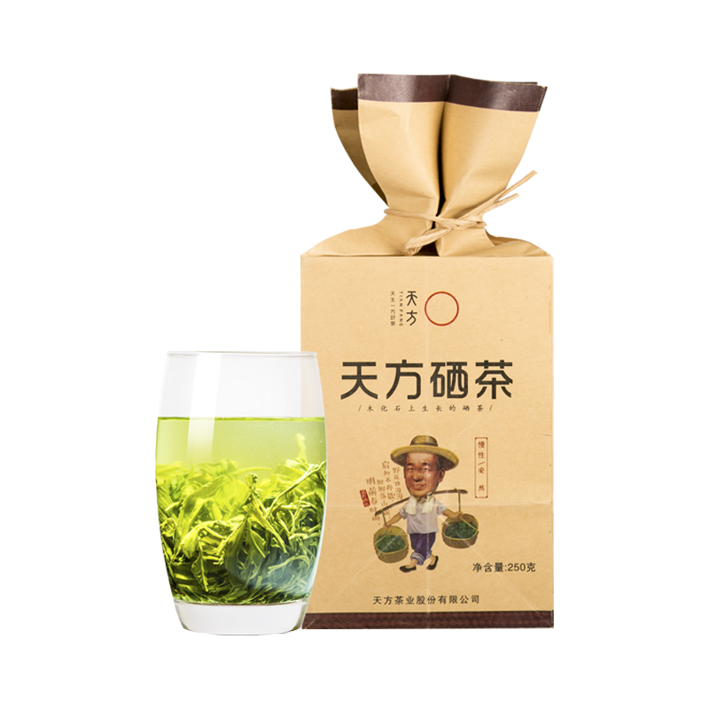 2025春茶新茶安徽天方茶叶250g一级II硒茶绿茶春茶 浓香耐泡型高山炒青绿茶手工揉捻石台硒茶