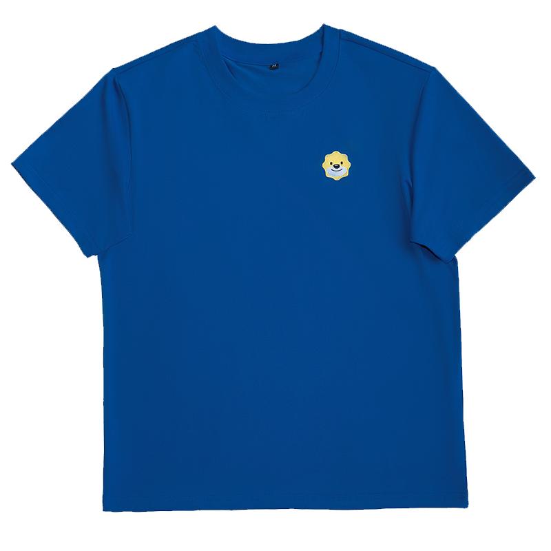 尘界宝蓝色男士夏季短袖T恤圆领时尚短袖薄款棉质上衣