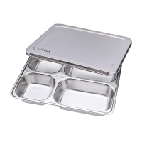 梵澜狸不锈钢餐盘带盖快餐盘P36 个