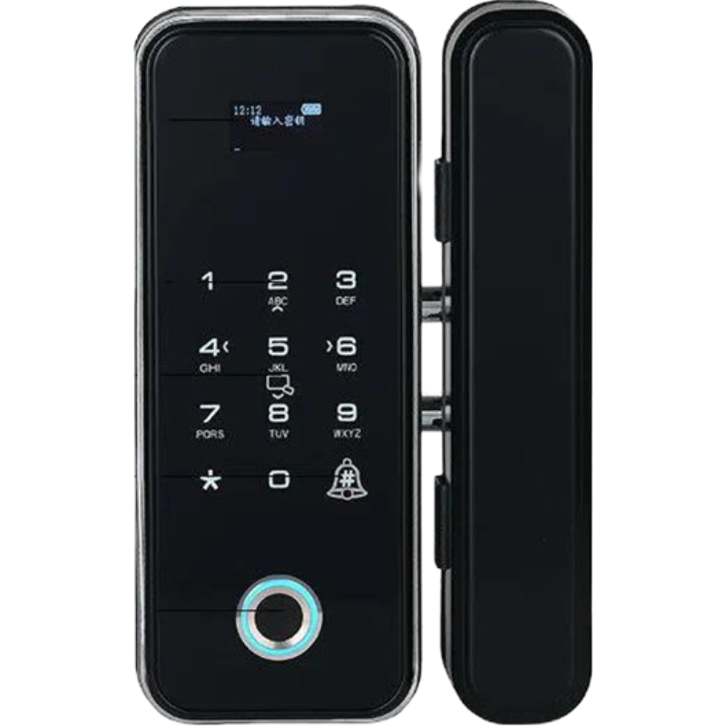 全国师傅上门安装 办公室玻璃门指纹锁免开孔密码锁刷卡锁遥控单双门有无框智能全自动电子门锁 指纹密码刷卡款 黑色