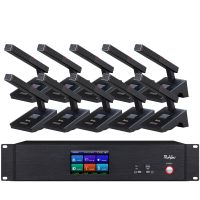 润普国产化数字无线手拉手套装专业无线手拉手方管短杆桌面会议话筒无线一拖十RP-WX8200F-10