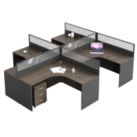 铭思达屏风办公桌干字型四人位(含柜)套