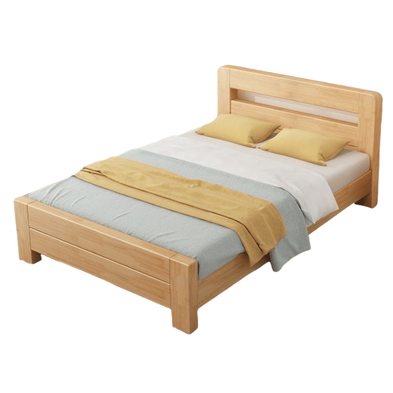 鑫木樽实木床1.5m+5cm床垫+床头柜*1组