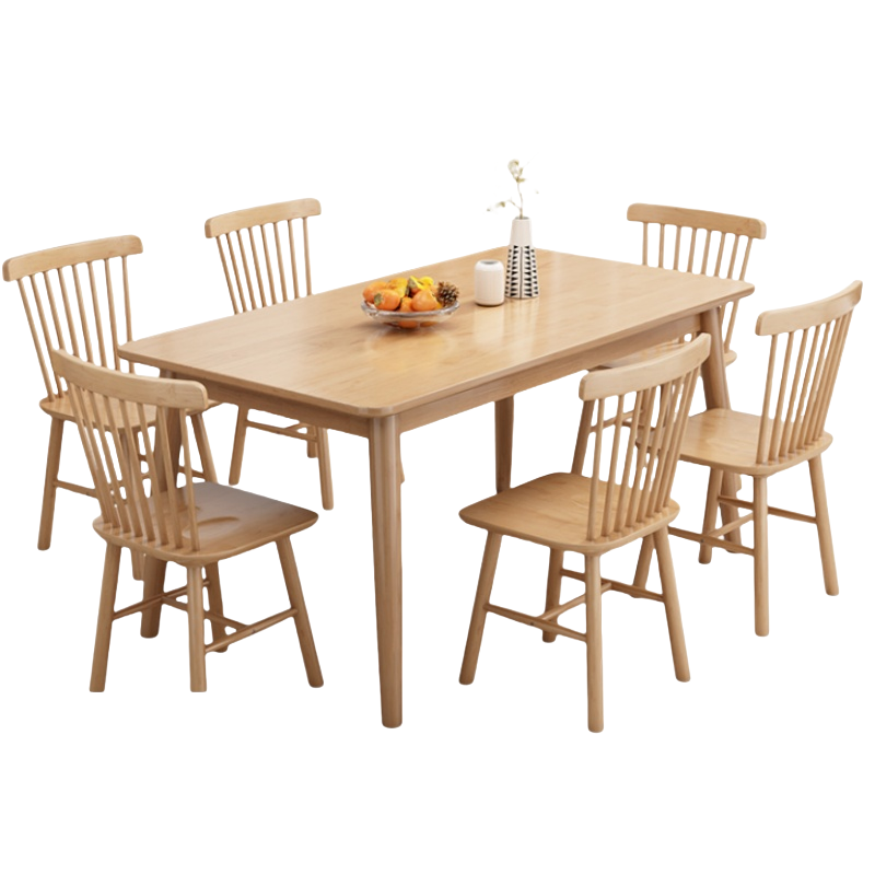 攸形食堂餐桌150*80*75cm+6椅套