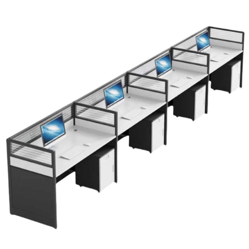 铭思达屏风工位并排四人位含柜套