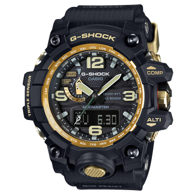 CASIO旗舰店 卡西欧大泥王黑金手表男G-SHOCK限量太阳能运动手表电波六重感应石英表 男 GWG-1000GB