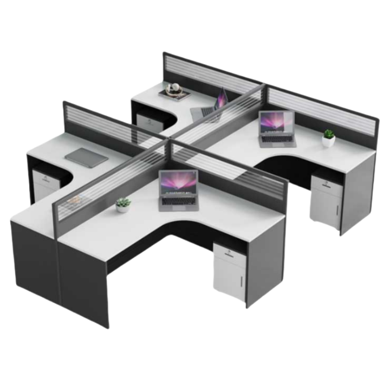 铭思达屏风办公桌出字型四人位含柜套