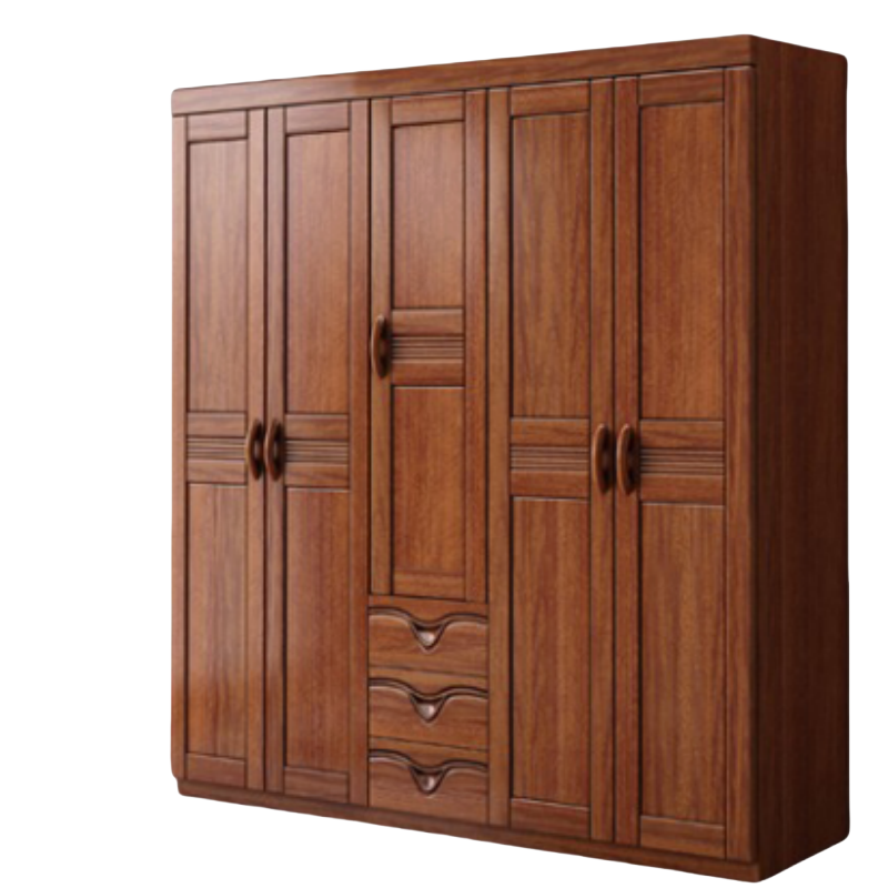 铭思达实木衣柜五门台