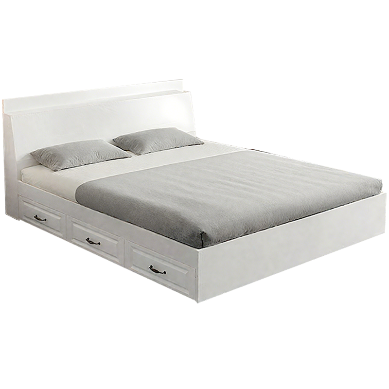 筑亮 公寓床 120*200*88cm白色带抽款+10cm床垫 套