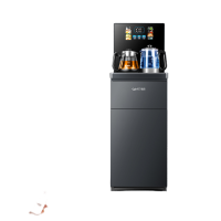 苏宁宜品茶吧机立式智能饮水机家用下置水桶多功能全自动底部上水茶吧机-黑色语音遥控冰热煮茶款SNYP15