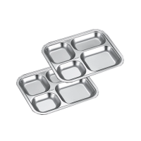 梵澜狸不锈钢方四格餐盘 I32 个