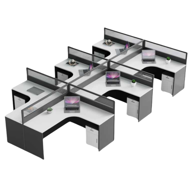 铭思达屏风办公桌出字型六人位含柜套