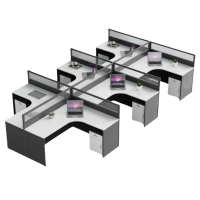 铭思达屏风办公桌出字型六人位含柜套