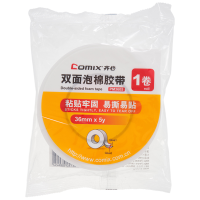 齐心 PM3605 双面泡棉胶带 36mm*5y 白色