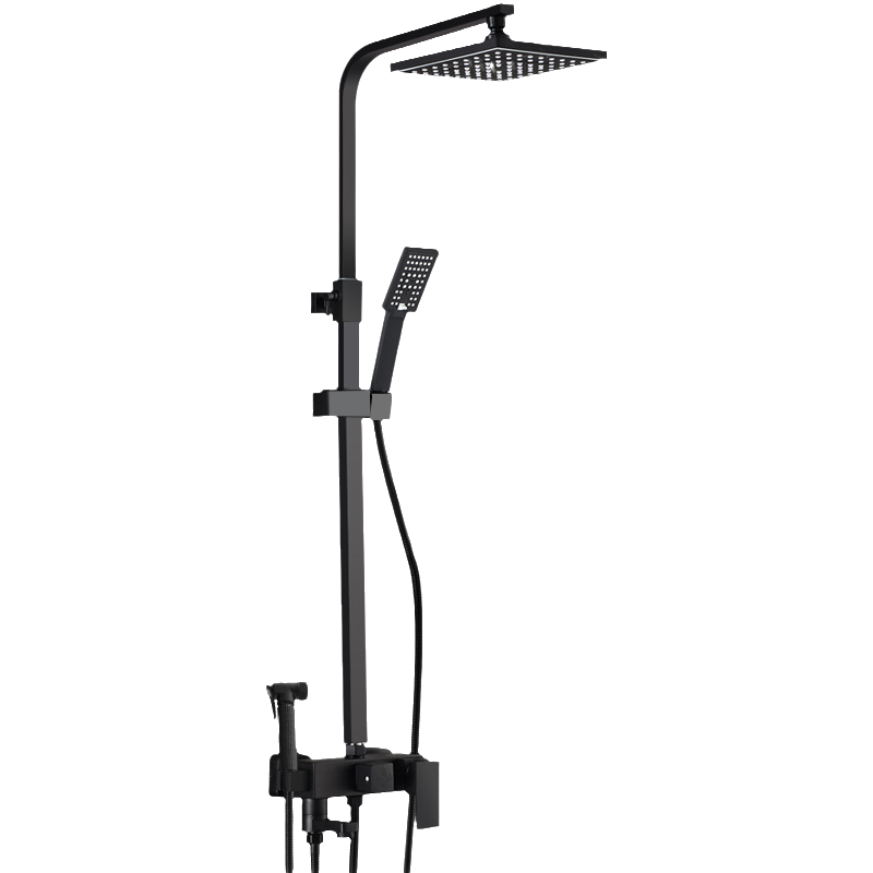 枪灰色淋浴花洒套装家用卫浴精铜简易分体式卫生间浴室增压沐浴器