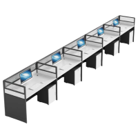 铭思达屏风工位并排五人位含柜套