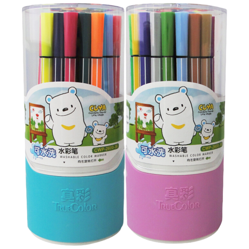 真彩 CWP-2600-36 36色可水洗水彩笔 一筒装