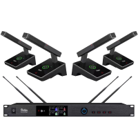 润普 专业无线一拖四话筒 短杆方杆麦克风RP-WFG6004F