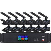 润普国产化数字无线手拉手套装专业无线手拉手方管短杆桌面会议话筒无线一拖十二RP-WX8200F-12