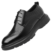 迪罗尼卡皮鞋男夏季透气镂空商务正装2025新款男士休闲增高凉鞋结婚新郎鞋