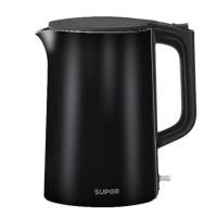 苏泊尔(SUPOR) 电水壶1.7L黑色双层防烫304不锈钢家用烧水壶SW-17T12D