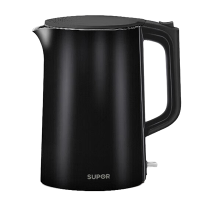 苏泊尔(SUPOR) 电水壶1.7L黑色双层防烫304不锈钢家用烧水壶SW-17T12D