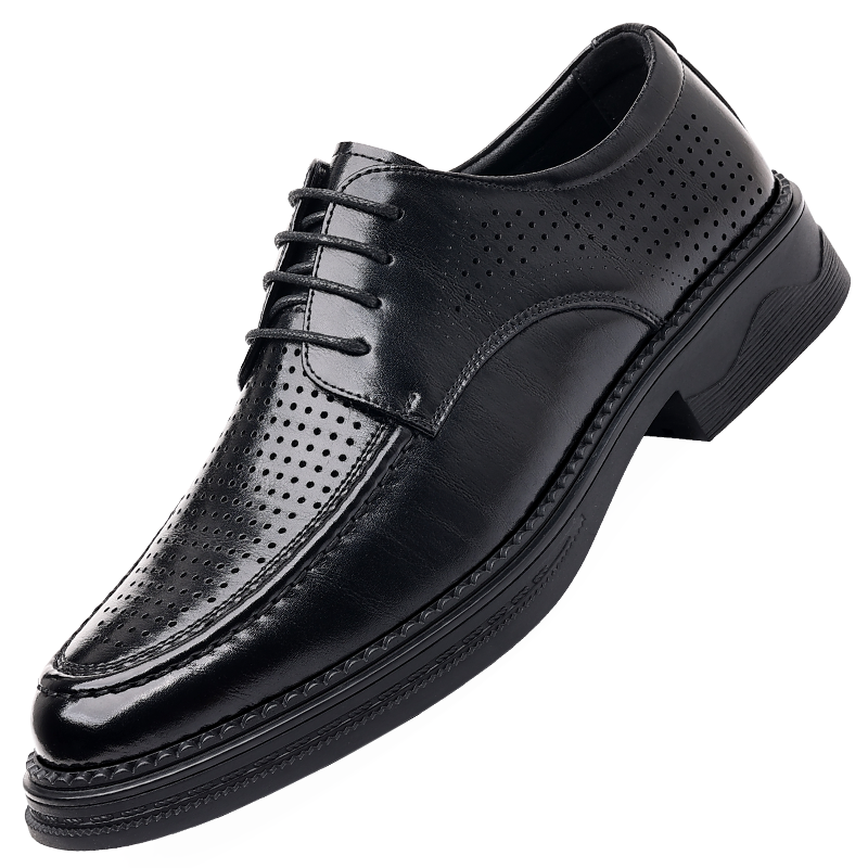 迪罗尼卡皮鞋男新款夏季透气男士休闲镂空潮流鞋软底百搭新郎结婚时尚凉鞋