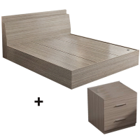 筑亮 板式床 150*200*88cm浅橡木色+床头柜 套