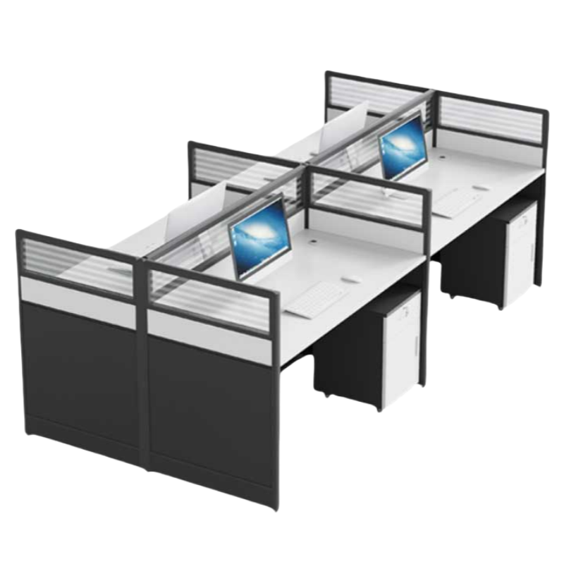 铭思达屏风工位对坐四人位含柜套