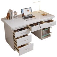 荣将1.2米实木白色书桌台式电脑桌学习桌书法桌办公桌子七抽