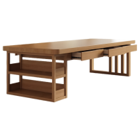 桃锦堂实木桌带抽屉