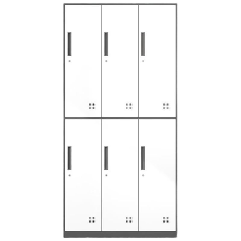洛克菲勒加厚钢制6门更衣柜铁皮柜办公员工多门储物柜灰套白六门更衣柜 含安装