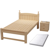 铭羽洋木质床120*200*40cm+1床头柜+5cm床垫套