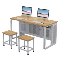 伟樽多媒体课桌一桌二凳120*60*75cm套