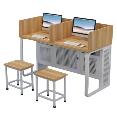 伟樽多媒体课桌带屏风一桌二凳120*60*75cm套