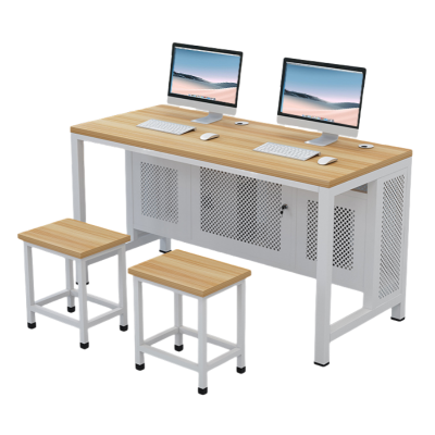 伟樽多媒体课桌一桌二凳140*60*75cm套