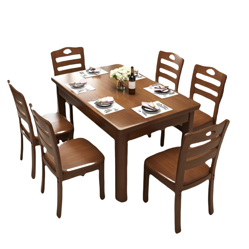 乐琪艺 餐桌 胡桃色 130*80*76cm 套