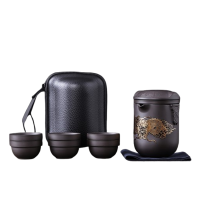 豪峰紫砂变色飞龙7件套变色快客旅行一壶六杯便携茶具LX00661